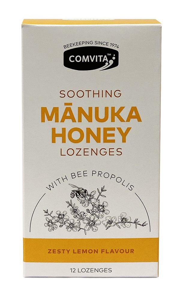 Comvita Soothing Manuka Honey Lozenges with Bee Propolis - Zesty Lemon 12 Lozenges